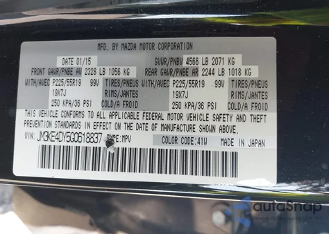 2016 Mazda Cx-5 Grand Touring z USA, uszkodzony, nr VIN JM3KE4DY5G0618837